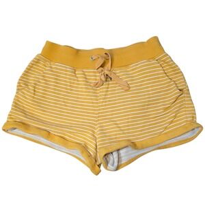 Forever‎ 21 Striped Shorts Yellow White Drawstring Casual Size XS